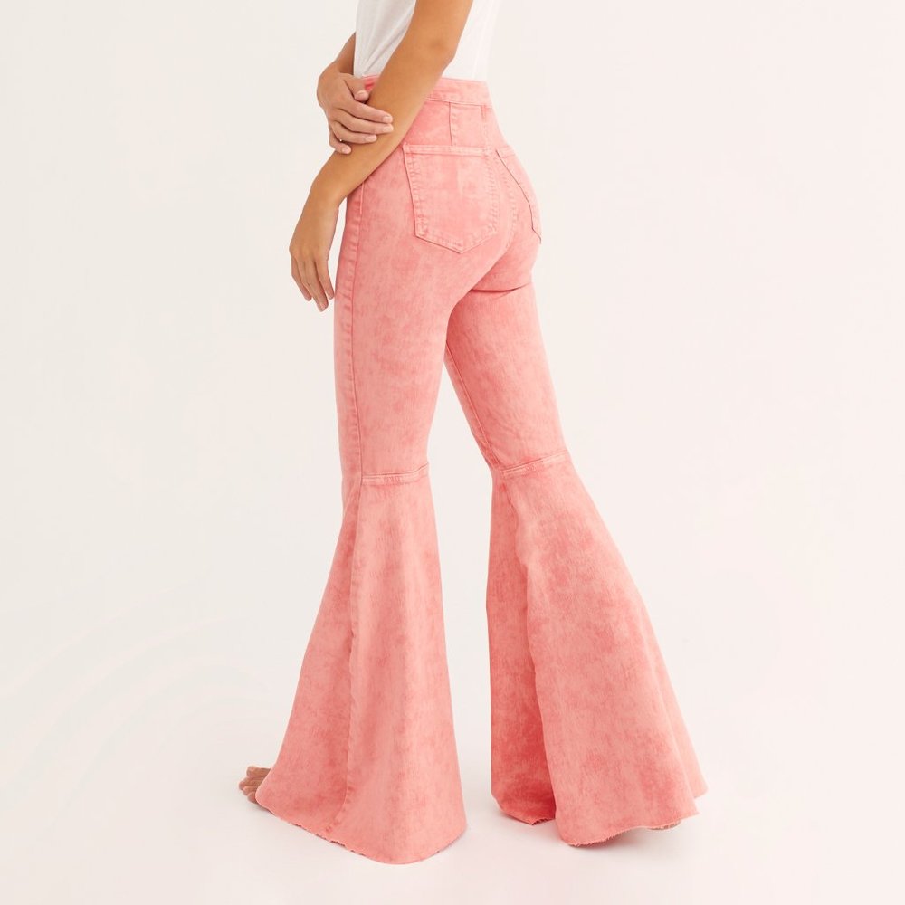 New With Tags! Free People Just Float On Flare Jeans / Pink